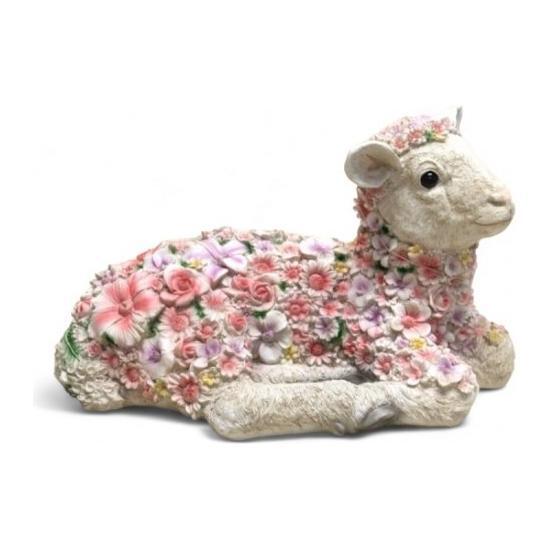 Dekofigur Blumen-Schaf liegend