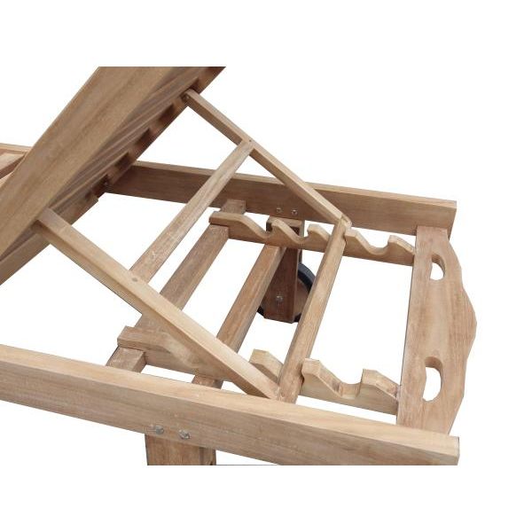 Teaka Natura Rollliege aus Teakholz mit Abstelltisch – 200 x 65 cm