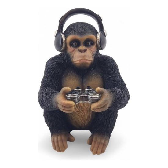 Zockender Schimpanse – Gamer-Dekofigur