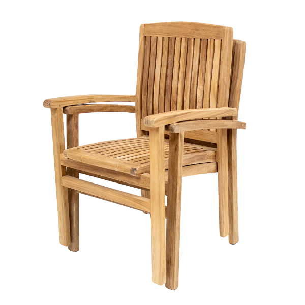 6er-Set Teaka Natura Stapelstuhl „Audia“