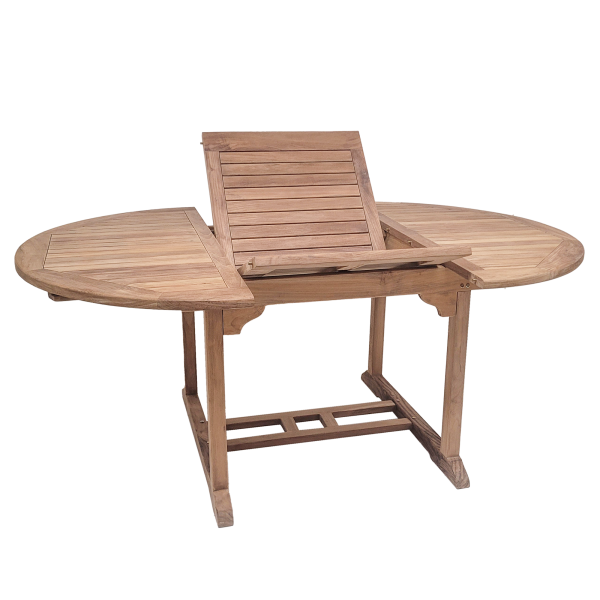 Teaka Natura Rundausziehtisch aus Teakholz – Ø 120 / 180 x 120 cm