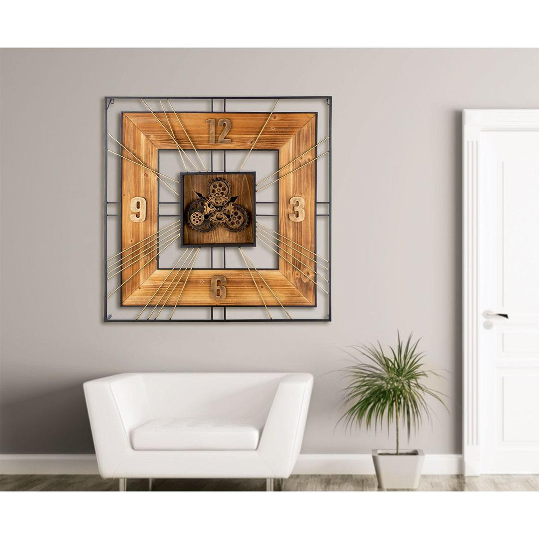 Wanduhr, quadratisch, "Aruba", MDF, Metall