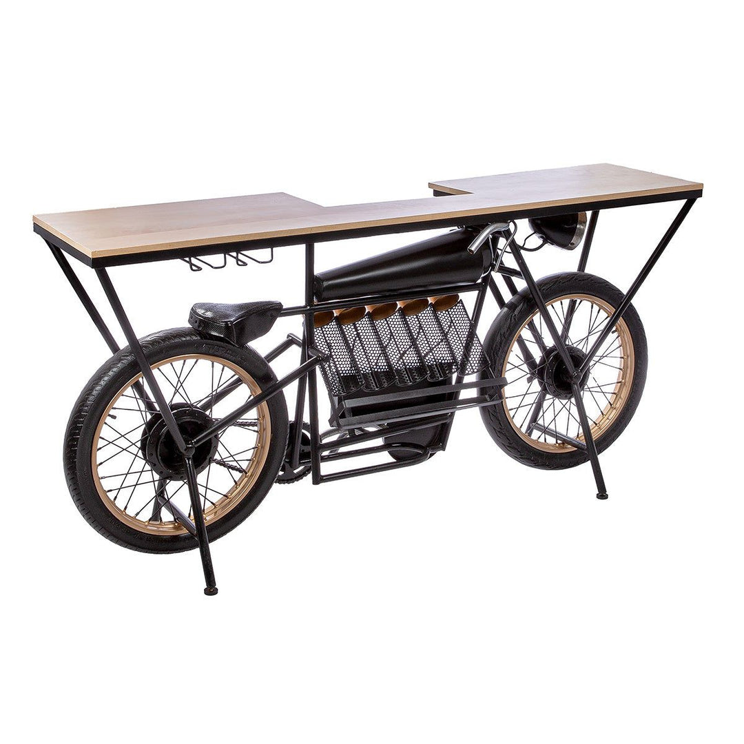 Motorrad Bar aus Metall & Mangoholz