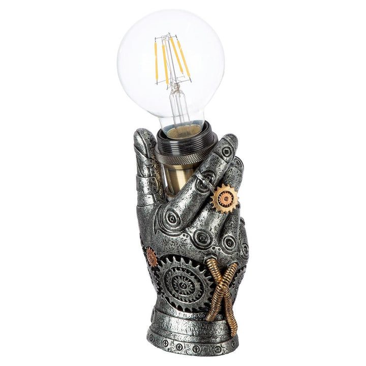 Tischleuchte „Steampunk Hand“ – LED, Kunstharz, Weiß, 18 cm