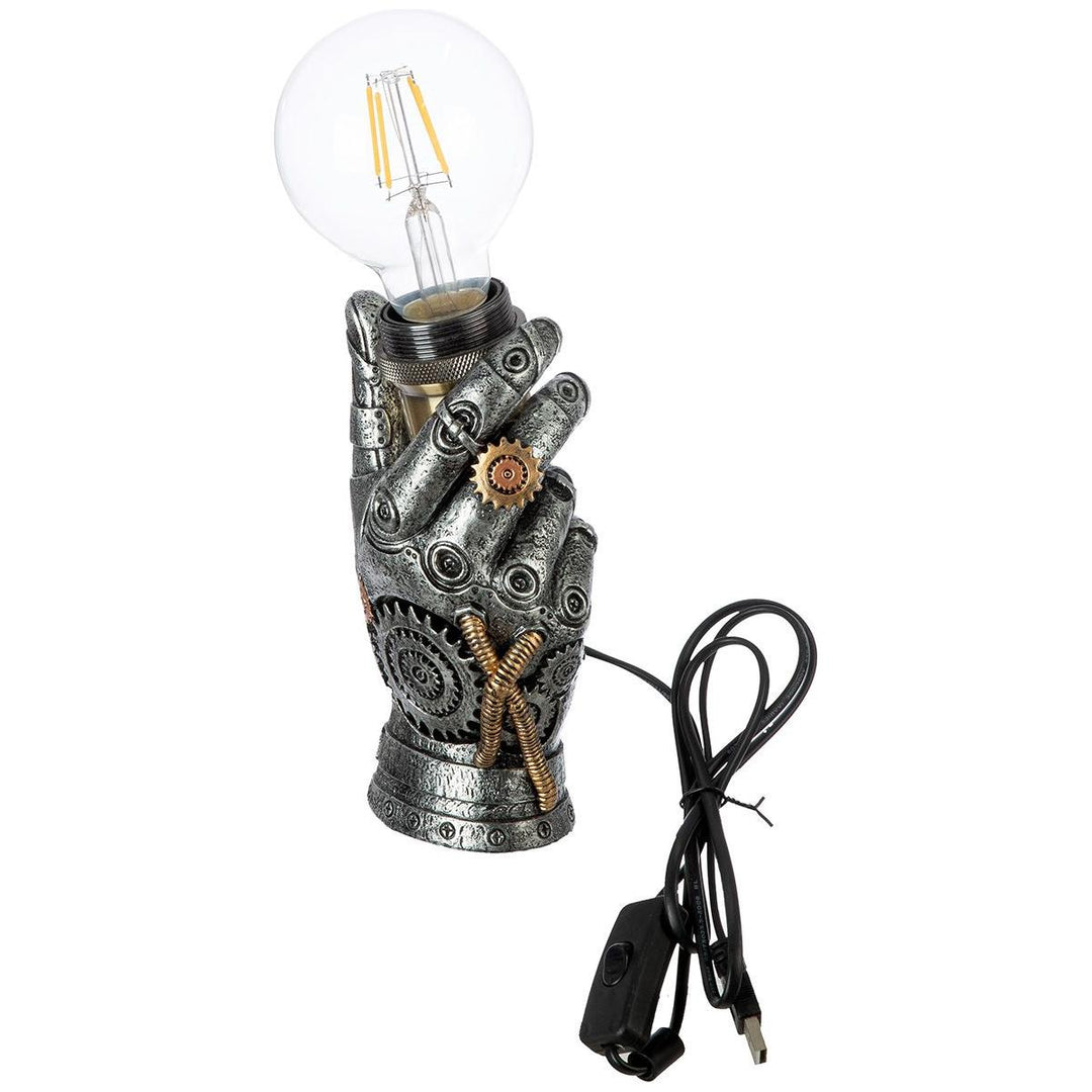 Tischleuchte „Steampunk Hand“ – LED, Kunstharz, Weiß, 18 cm