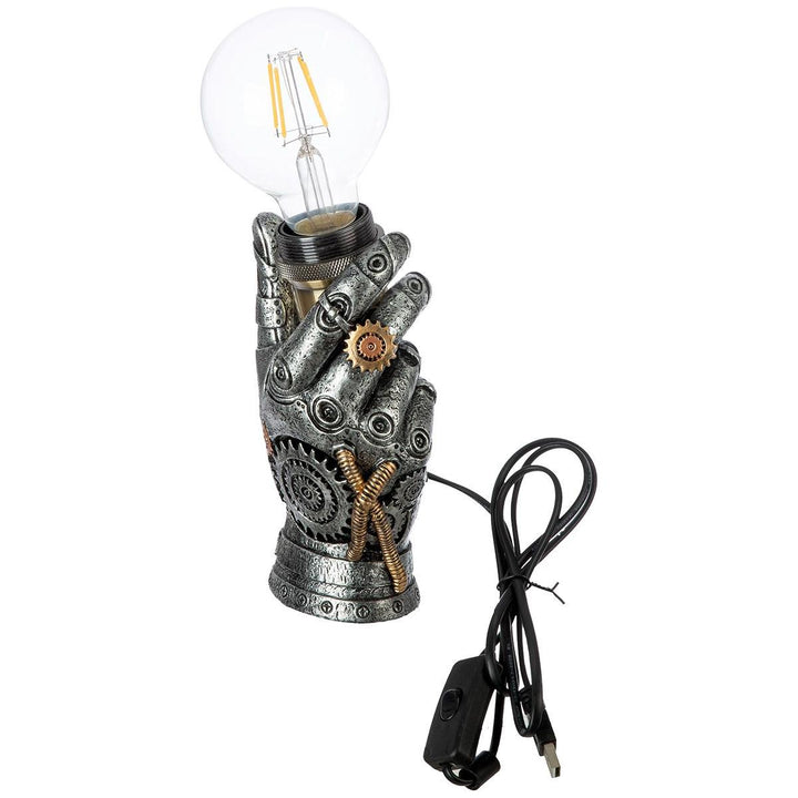 Tischleuchte „Steampunk Hand“ – LED, Kunstharz, Weiß, 18 cm
