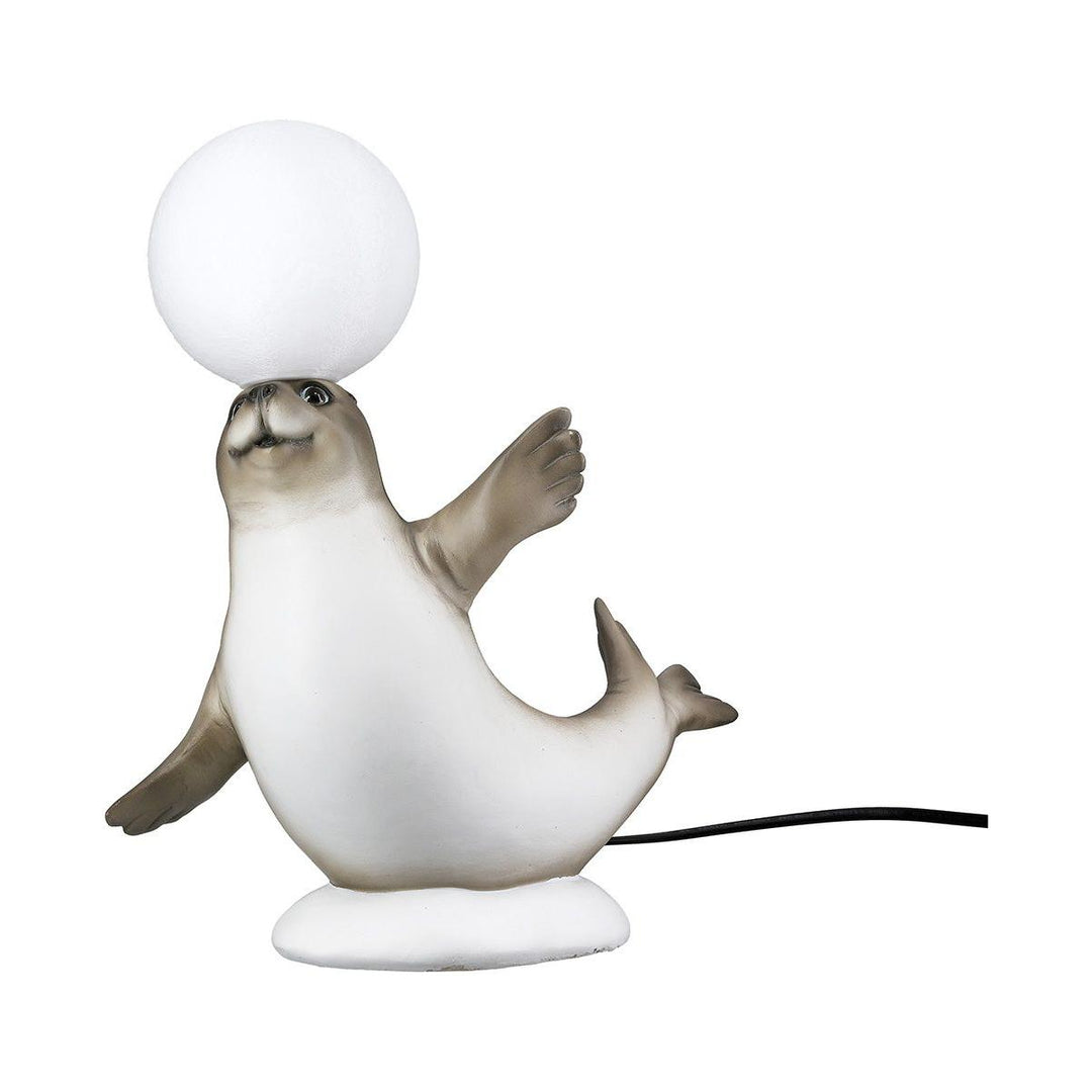 Tischleuchte „Robbe mit Ball“ – LED, Kunstharz, 29 cm
