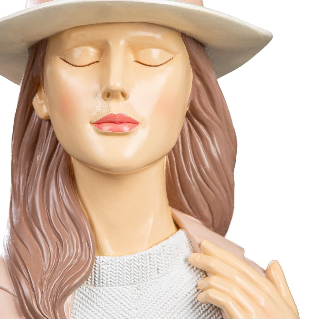 Figur Frau „Lady Adeline“ mit Hut & rosa Jacke