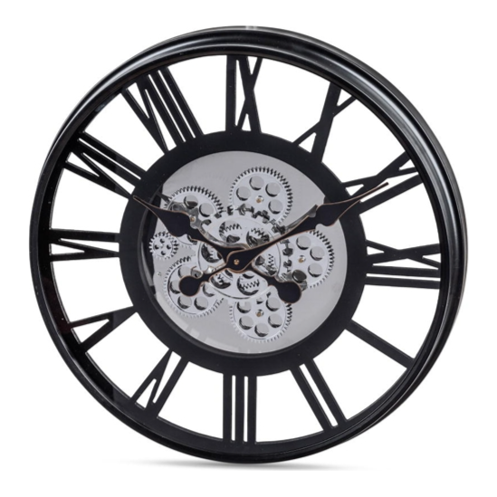 Wanduhr 54 cm aus Metall und sichtbar drehenden Zahnrädern
