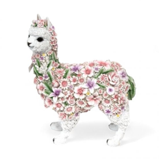 Dekofigur Blumen-Alpaka Weiß