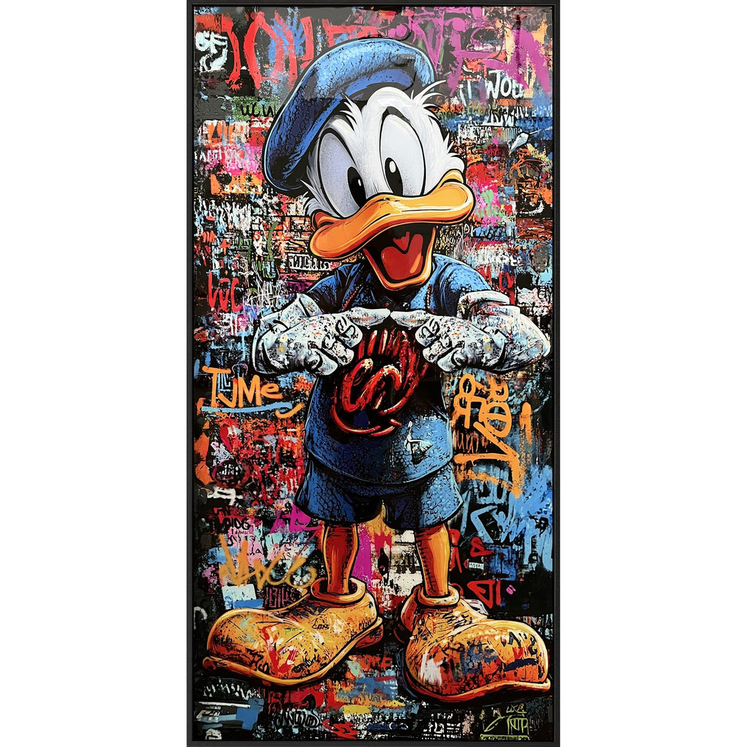 Wandbild „Graffiti Duck“ mit Acryl Frame