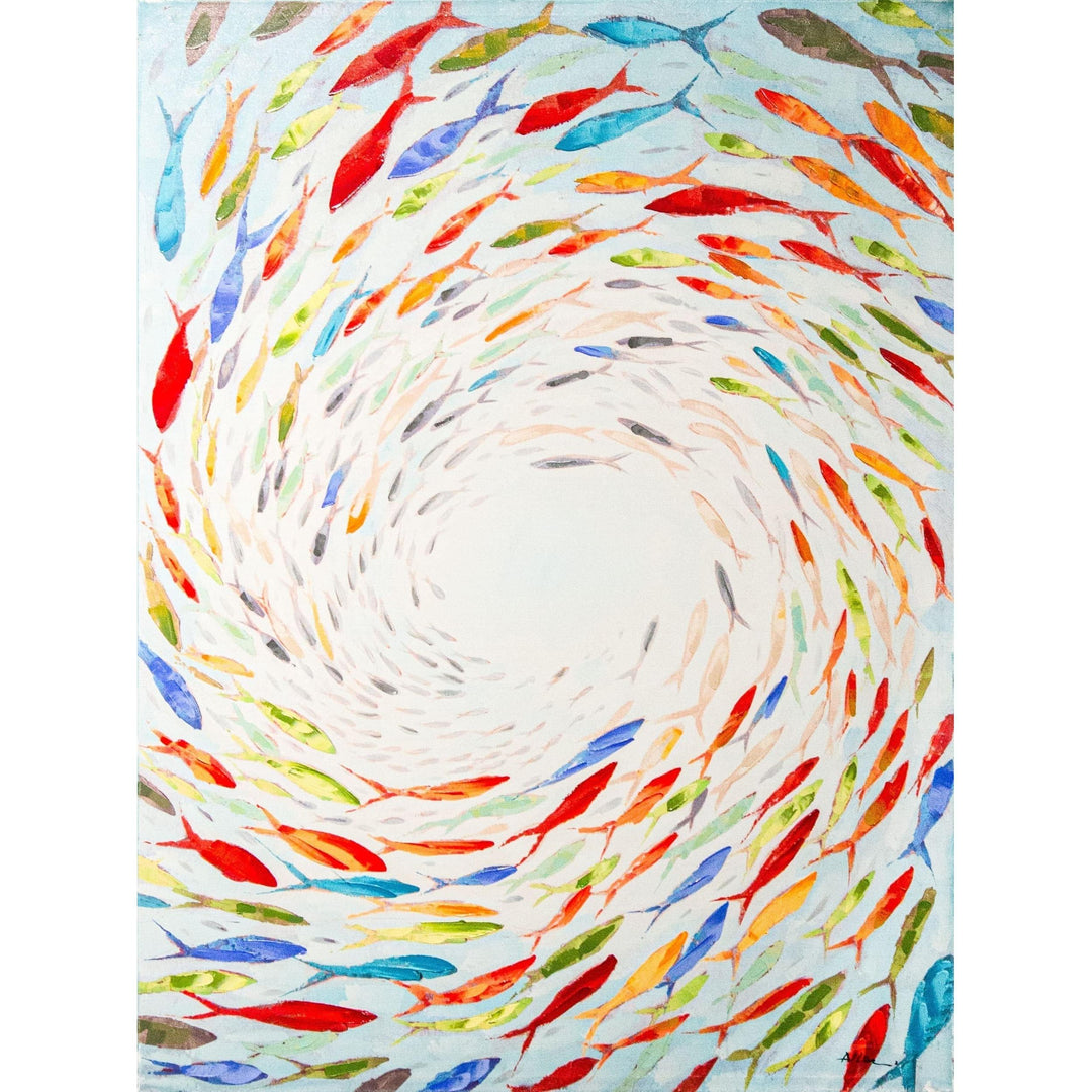 Bild Fischschwarm, handgemalt
