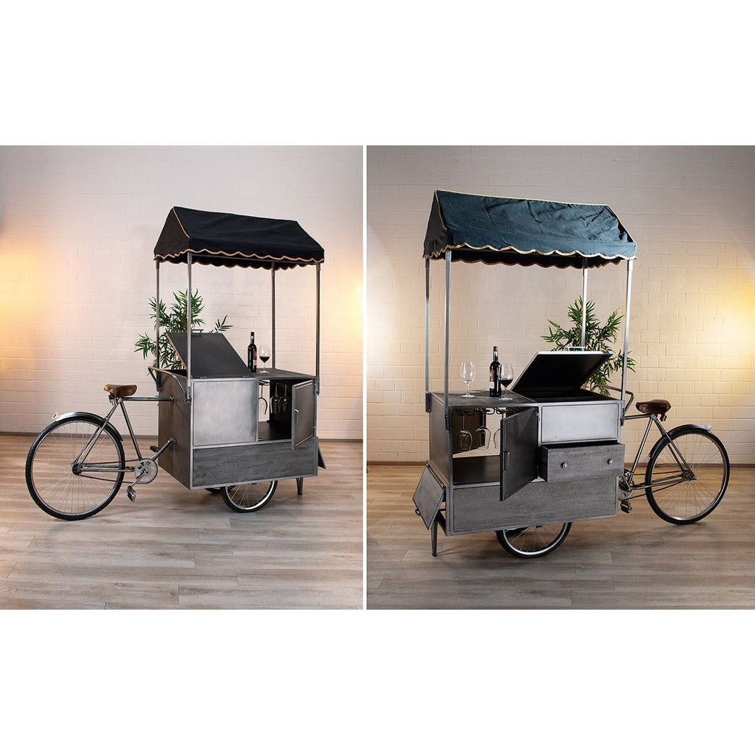 Weinregal Büdchen im Fahrrad-Design – außergewöhnliche Bar mit Antikfinish