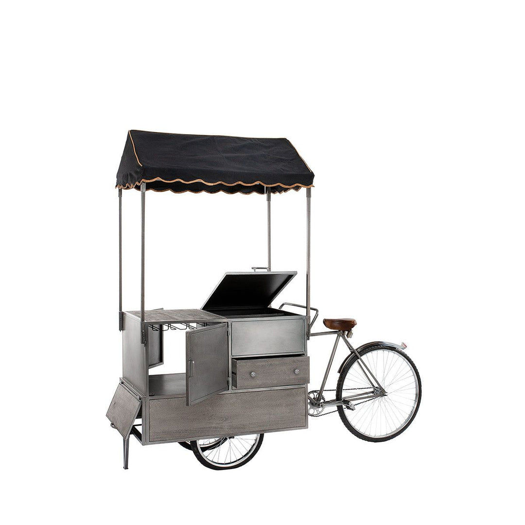 Weinregal Büdchen im Fahrrad-Design – außergewöhnliche Bar mit Antikfinish