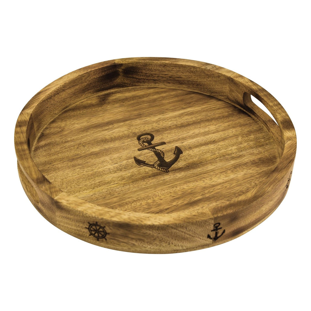 Tablett aus Mango-Holz mit Lasergravur, Ø 30 cm