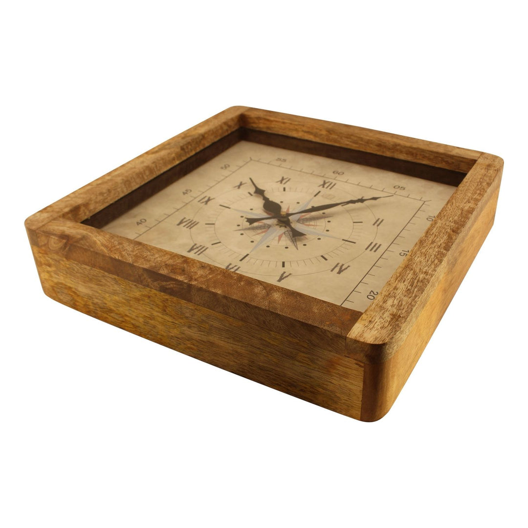 Wanduhr „Kompass“ aus Mangoholz