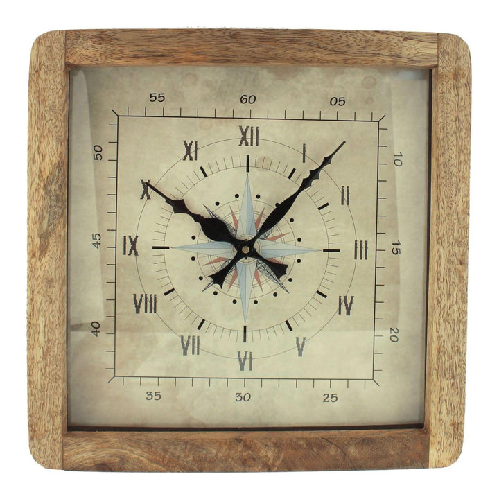 Wanduhr „Kompass“ aus Mangoholz
