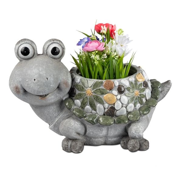 Pflanzgefäß Schildkröte Mosaik Magnesia Garten Deko 36 cm