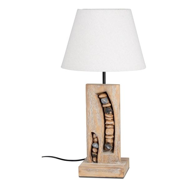 Tischlampe 51 cm – Naturholz mit Steinen