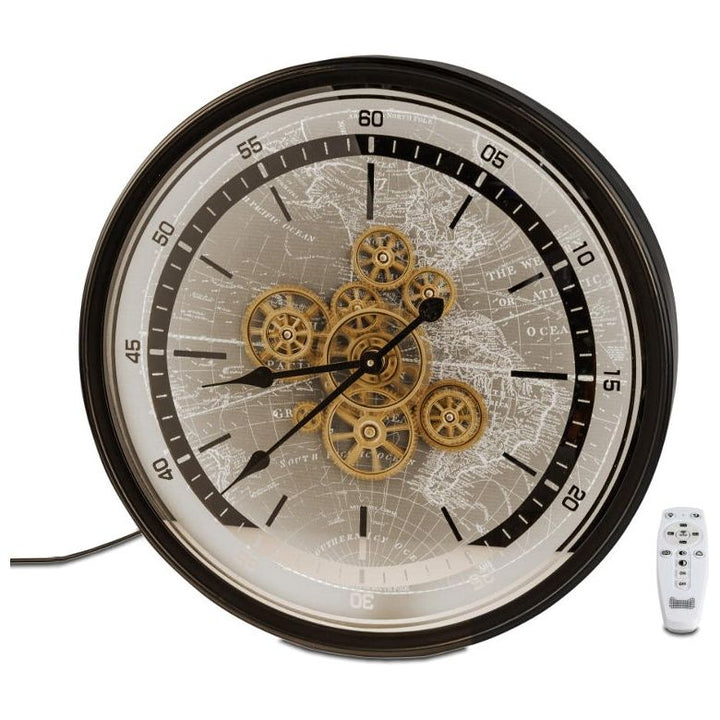 Wanduhr mit LED-Beleuchtung, Zahnrädern & Fernbedienung