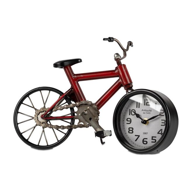 Standuhr "Retro-Fahrrad" – 34 cm große Tischuhr aus Metall in 3D-Optik