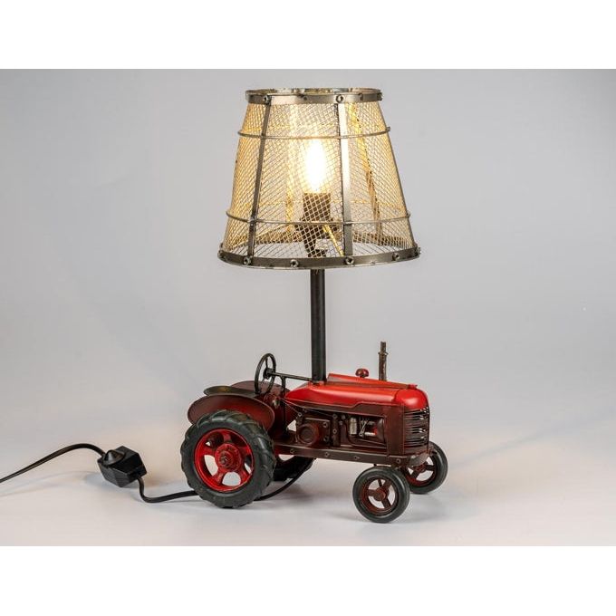 Traktor Tischlampe Rot 23x41cm