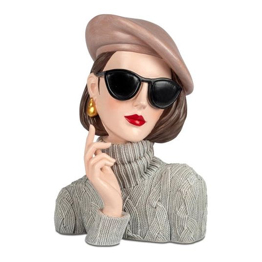 Damenbüste mit Sonnenbrille & Hut