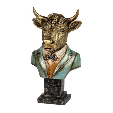Deko-Büste „Kuh im Anzug“ – 23 cm