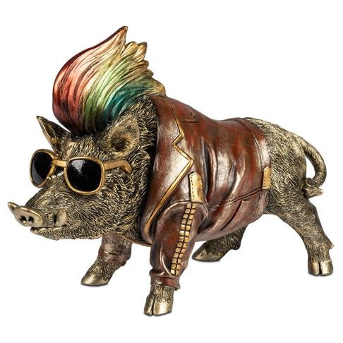 Dekofigur „Wildschwein im Rocker-Look“