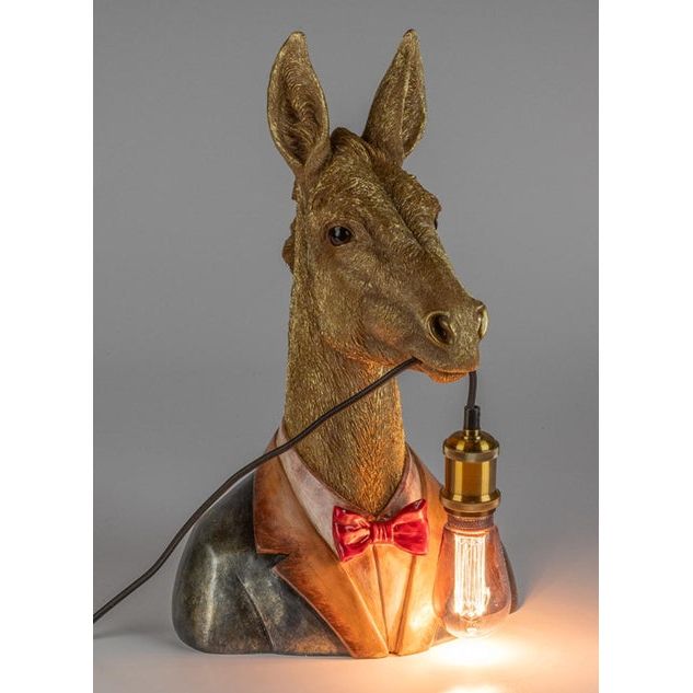 Tischlampe „Esel mit Leuchtkabel“
