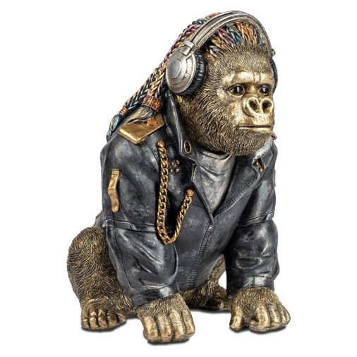 Dekofigur „Gorilla mit Kopfhörer“ – 28 x 34 cm