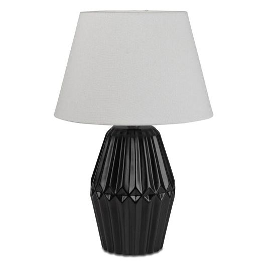 Tischlampe 46 cm – Schwarzer Keramikfuß & Stoffschirm