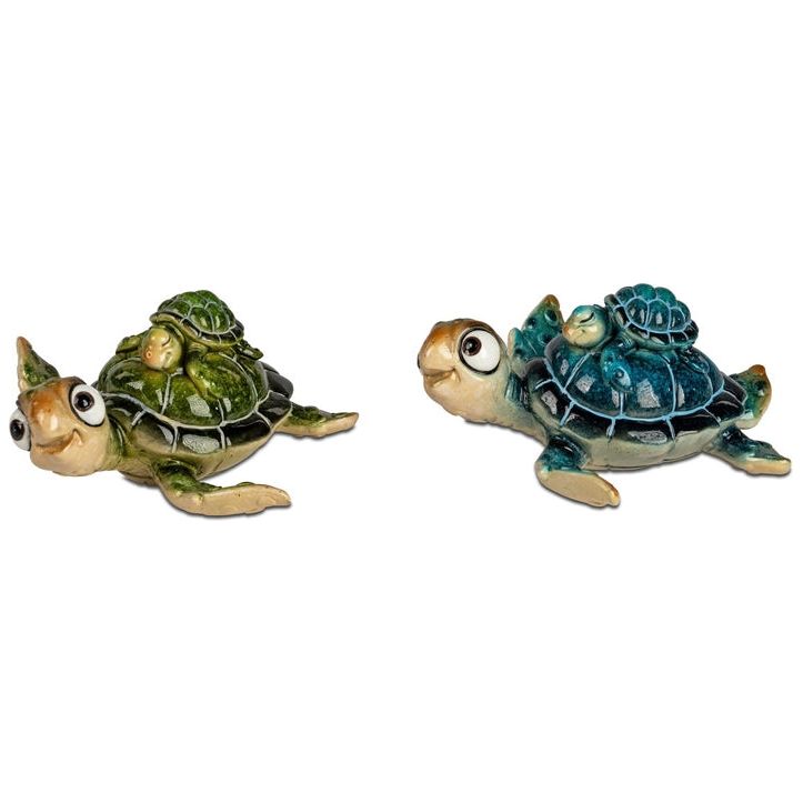 Schildkröten-Set „Mama & Baby“ – Blau & Grün 12 cm
