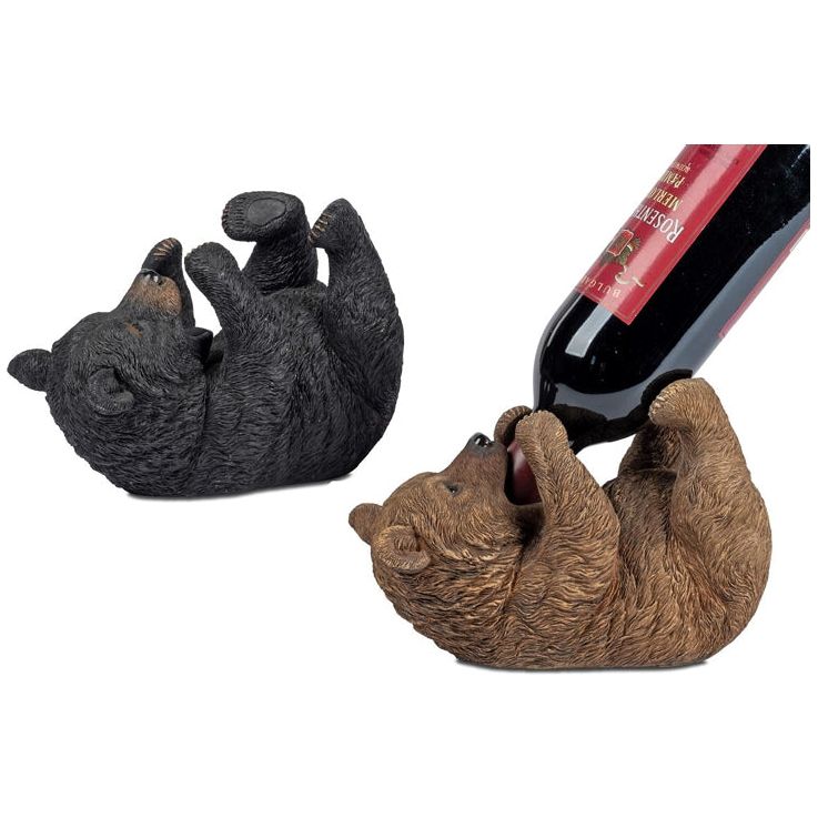 Flaschenhalter „Bär“ – 22 cm – Dekofigur in Braun oder Schwarz