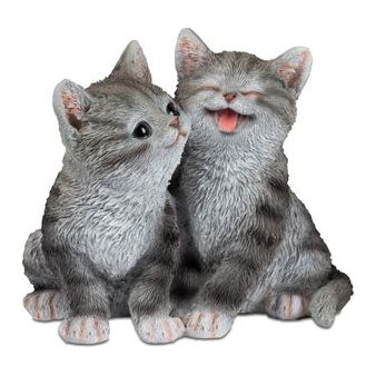 Katzenpaar Dekofigur – Grau getigert – 20 cm