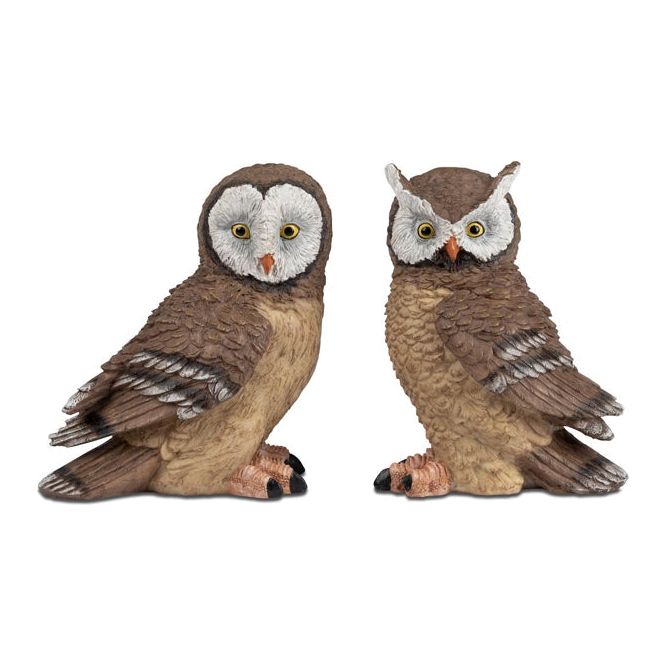Eulen Dekofigur 2er-Set – 13 cm