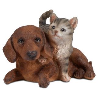 Dekofigur Hund & Katze spielend