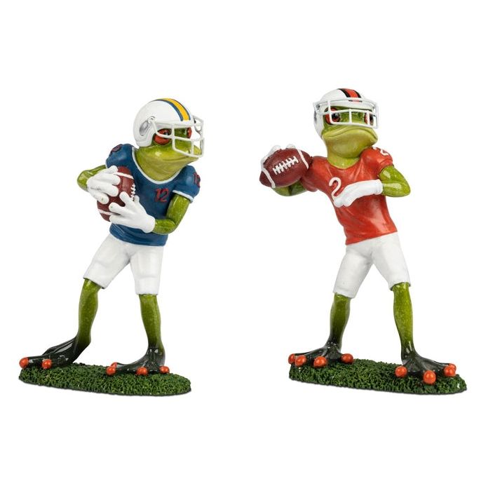 Frosch Dekofiguren als Football-Spieler – 2er Set
