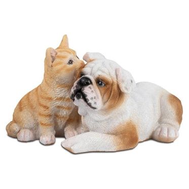 Dekofigur Bulldogge & Katze – 19 cm