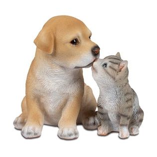 Dekofigur Hund & Katze beim Nasenkuss