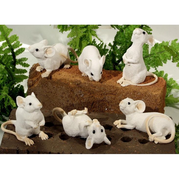 Dekofiguren Mäuse – 6er Set weiß