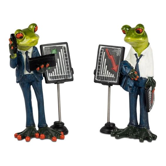 Dekofigur Frosch als Börsen-Makler – 2er Set
