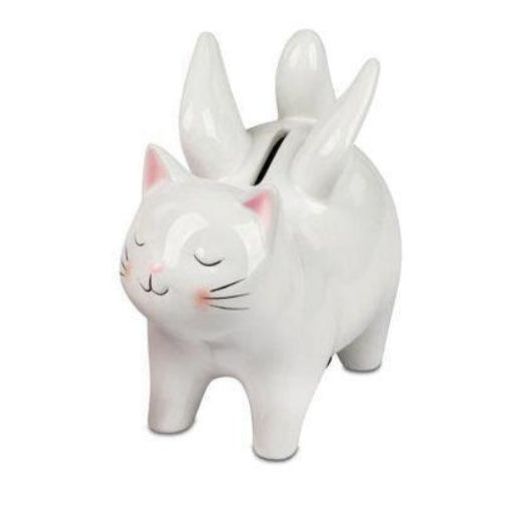 Spardose „Katze mit Flügeln“ mit Schloss – in 2 Varianten