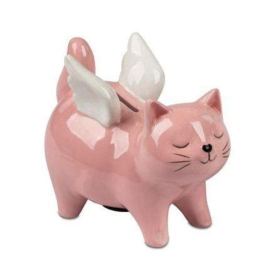 Spardose „Katze mit Flügeln“ mit Schloss – in 2 Varianten