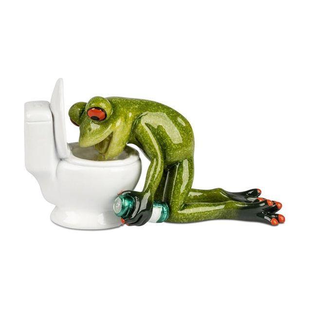 Dekofigur „Frosch über der Toilette“ – handbemalt, 14 × 8 cm
