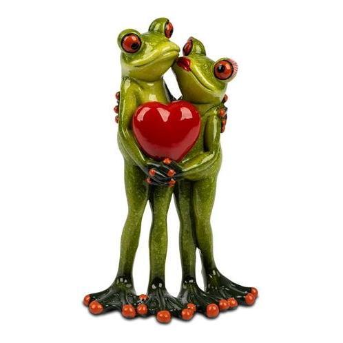 Dekofigur „Froschpaar mit Herz“ – handbemalt, 10 × 16 cm