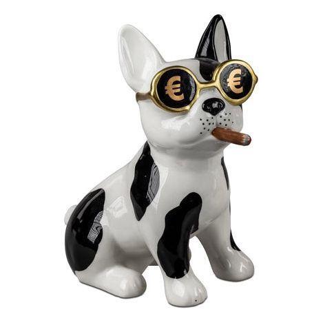 Spardose „Euro-Bulldogge“ mit Stopfen – handbemalt, 19 × 23 cm