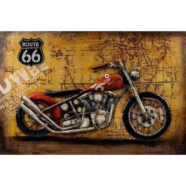 Metall-Wandbild „Motorrad“ – 90 × 60 cm, handgefertigt in 3D-Optik