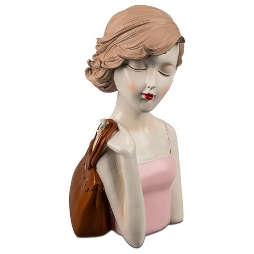 Deko-Büste „Dame mit Tasche“ – handbemalt, 15 × 28 cm