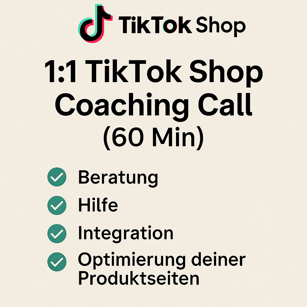 📦 1:1 TikTok Shop Coaching Call (60 Min)
